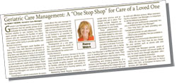 Article - Geriatric Care Management: A “One Stop Shop” for Care of a Loved One